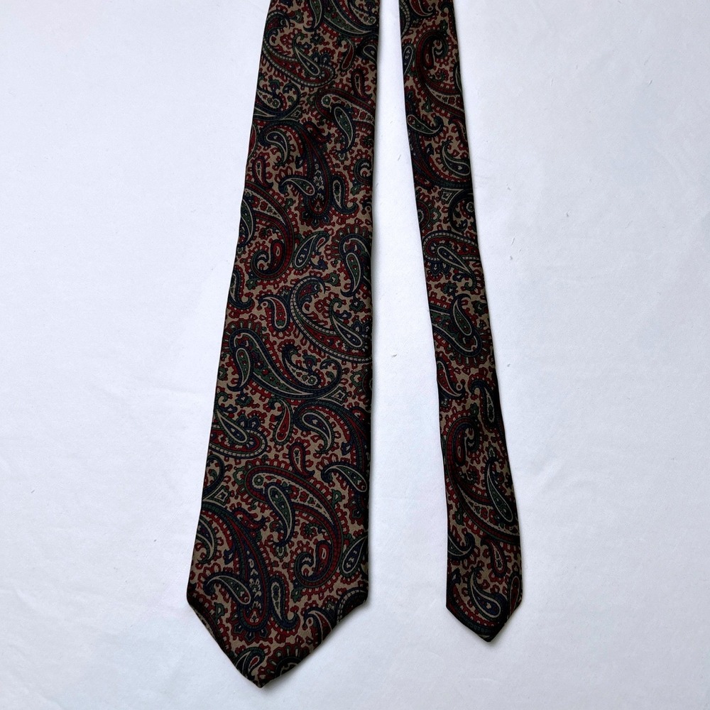 Alberto Zerra Mens Vintage Italian Silk Paisley Classic Necktie OS Multicolor